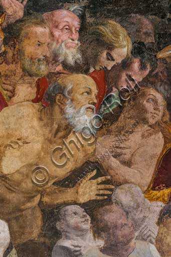  Bologna, Chiesa di San Giacomo, cappella Poggi: St John the Baptist Baptizes the People, detail.Frescoes by Pellegrino Tibaldi, 1550 - 1551