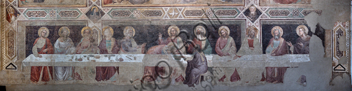 Basilica di Santa Croce: "Albero della Vita e Ultima Cena", 1350 circa, di Taddeo Gaddi,  affresco staccato. Particolare dell'Ultima Cena con apostoli.