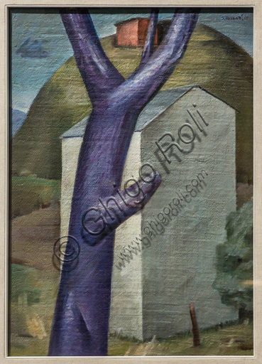 Museo Novecento: "Albero viola e casa bianca", di Sepo (Severo Pozzati), 1915. Olio su tela su compensato.