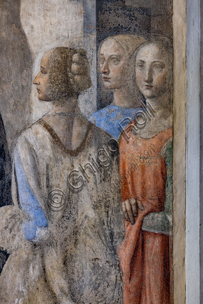 “Miracle of the Sacrament”, fresco by Cosimo Rosselli (1484- 1488): detail with some female figures.Florence, Church of St. Ambrose, chapel of the Miracle of the Sacrament.