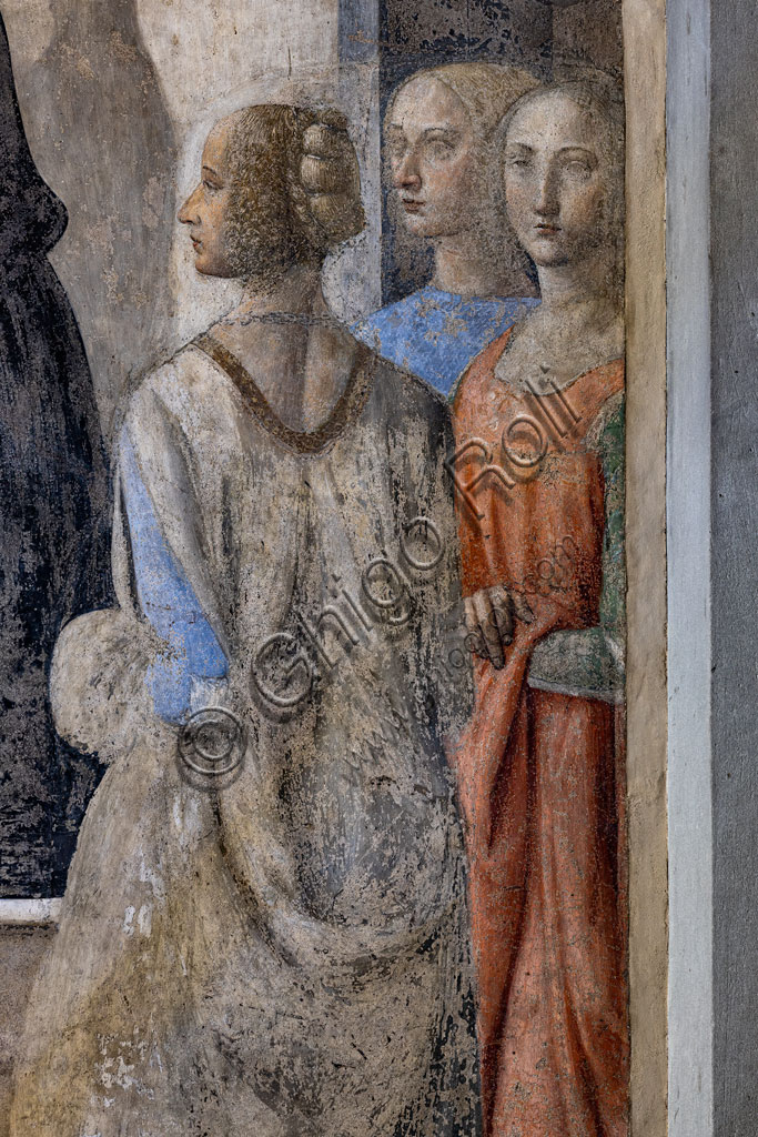 “Miracle of the Sacrament”, fresco by Cosimo Rosselli (1484- 1488): detail with some female figures.Florence, Church of St. Ambrose, chapel of the Miracle of the Sacrament.