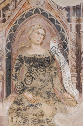 “Allegoria della Retorica”;Affreschi di Jacopo di Cione (fratello dell’Orcagna,1366-1406)  su programma iconografico di Coluccio Salutati (1375-1406), conservati nel Palazzo dell'Arte dei Giudici e Notai, o del Proconsolo a Firenze., conservati nel Palazzo dell'Arte dei Giudici e Notai, o del Proconsolo a Firenze.