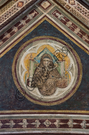 Basilica of the Holy Cross, the Bardi Chapel, vault: "Allegory of Obedience", (1320 - 1325)  by Giotto.