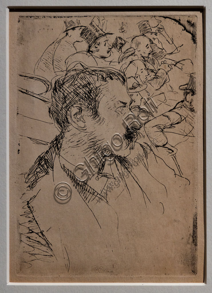 “All’Operà di Parigi”, di Giovanni Boldini, 1880 circa, acquaforte vergata  su carta.