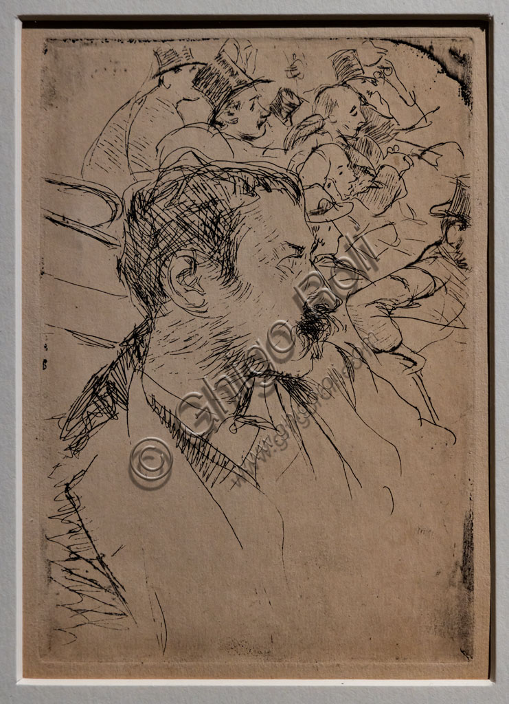 “At the Operà in Paris”, by Giovanni Boldini, about 1880, striped  on paper.