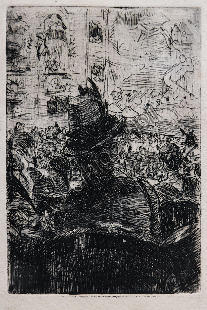 “At the Operà in Paris”, by Giovanni Boldini, about 1880, striped  on paper.