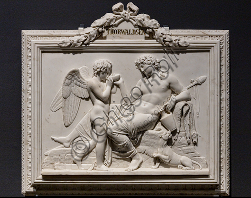  "Cupid and Dyonisus", 1824, by Bertel Thorvaldsen (1770 - 1844), marble relief.