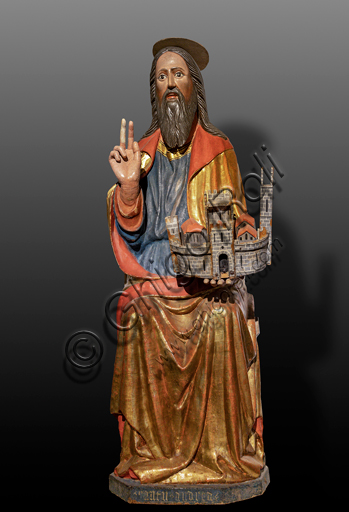  Spoleto, Museo Diocesano: "St. Andrew", wooden statue, by Umbria artist, XV century.