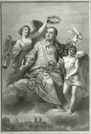 "Apotheosis of Georg Friedrich Händel". Engraving from a painting by Thomas Hudson.