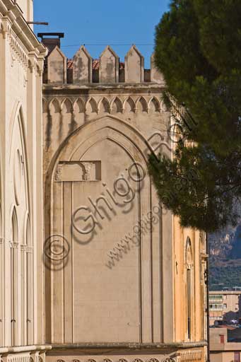 Palermo, The Royal Palace or Palazzo dei Normanni (Palace of the Normans), the South West side: architectural detail.