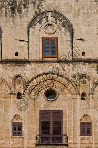 Palermo, The Royal Palace or Palazzo dei Normanni (Palace of the Normans): view of the North-East façade of the Pisan Tower. Architectural detail.