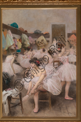 Arnaldo Ferraguti, (1862-1925): "Female dancers"; pastel.