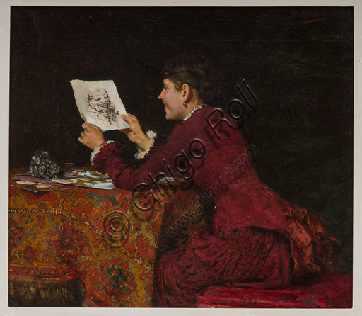 Collezione Assicoop - Unipol: Giovanni Muzzioli (1854 - 1894), "Arte umoristica", olio su tela.