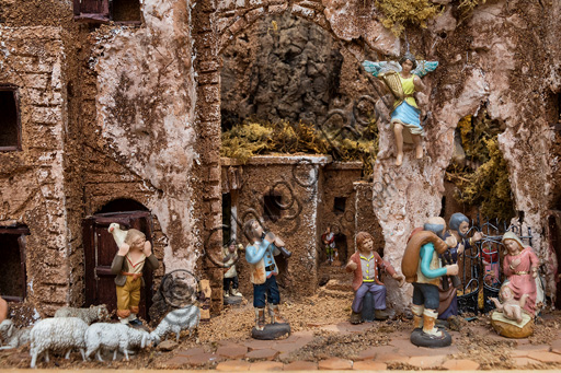 Assisi: Nativity scene on display.