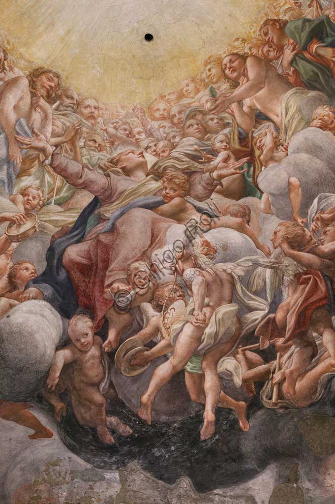 Parma, Duomo (the Cathedral of St. Maria Assunta), the dome: "The Assumption of the Virgin", frescoed by Antonio Allegri, known as Correggio (1526 - 1530). Detail with the Virgin between Adam and Eve.
