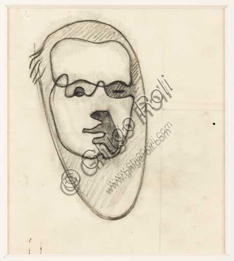 Assicoop - Unipol Collection: Enrico Prampolini (1894 - 1956), "Self Portrait 1930". Pencil on paper.