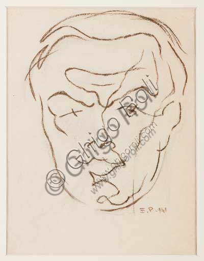Assicoop - Unipol Collection: Enrico Prampolini (1894 - 1956), "Self Portrait 1941". Pastel.