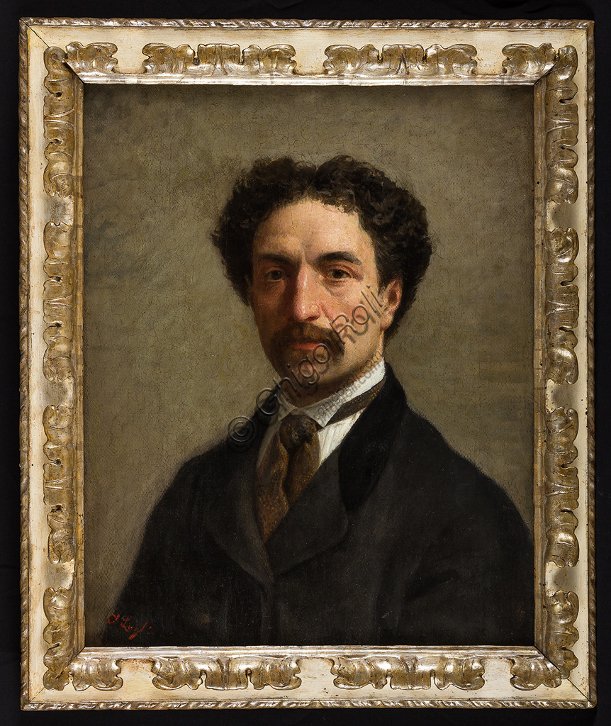  Assicoop - Unipol Collection:Albano Lugli (1834 - 1914): "Self portrait". Oil painting,  cm 46 x 56.