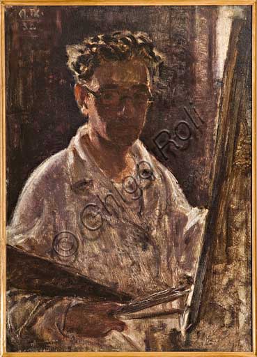 Assicoop - Unipol Collection:  Giovanni Forghieri (1898 - 1944), "Self Portrait", Oil on canvas, cm 84 x 63.