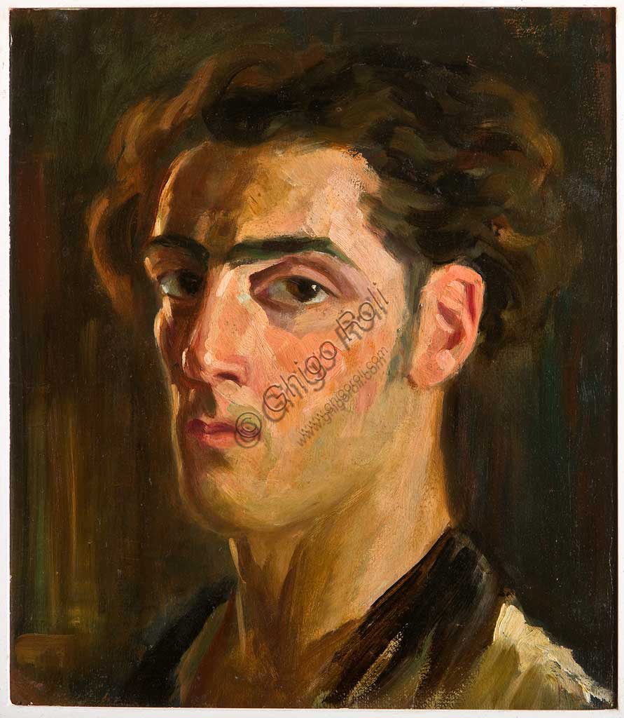 Assicoop - Unipol Collection:  Tino Pelloni, "Self Portrait", oil on cardboard.