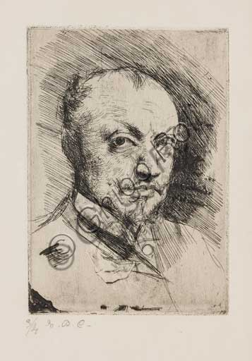 Assicoop - Unipol Collection: Giovanni Boldini (Ferrara 1842 - 1931); "Selfportrait"; drypoint.