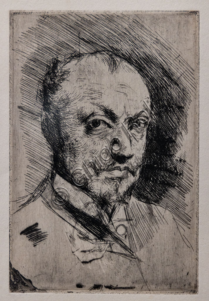 “Self-portrait”, by Giovanni Boldini, about 1890, drypoint, roulette and etching on paper.