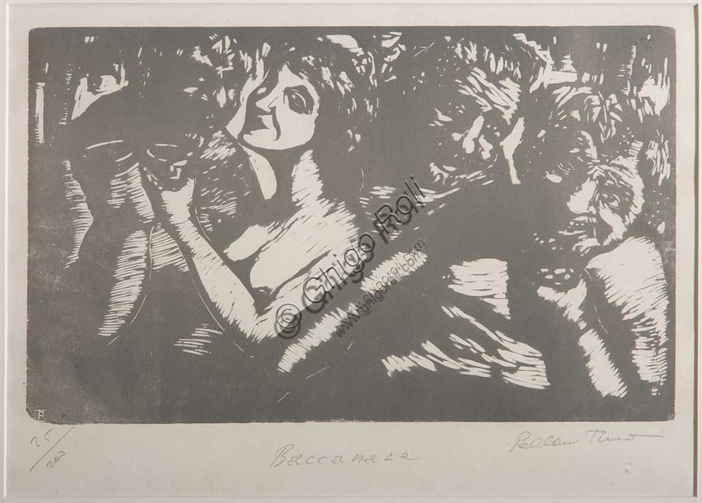   Assicoop - Unipol Collection:  Tino Pelloni (1895 - 1981), "Bacchanalia", xylograph on paper.