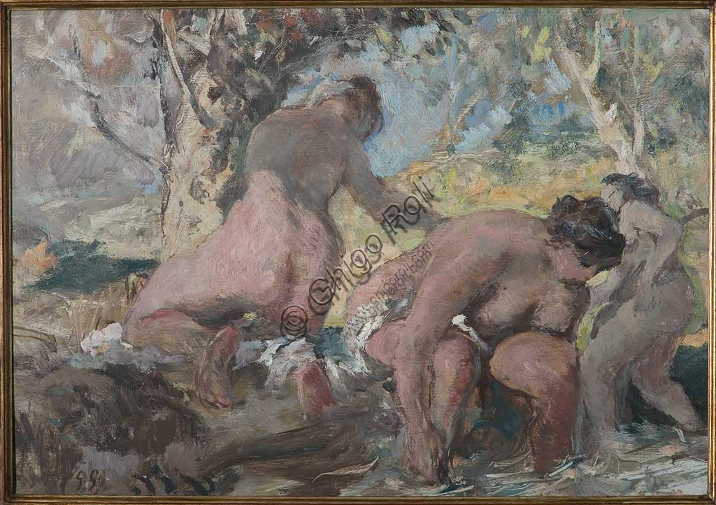 Collezione Assicoop - Unipol: Giuseppe Graziosi (1879-1942), "Le bagnanti", olio su compensato.