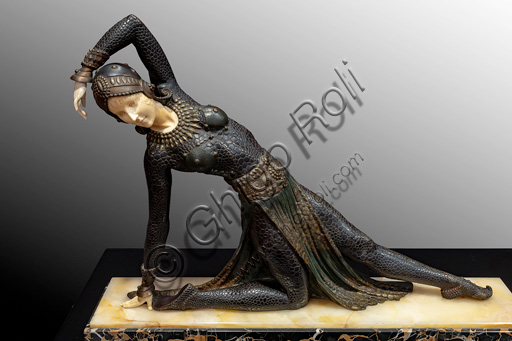 Fontanellato, Labirinto della Masone, Franco Maria Ricci Art Collection: "Dancer", by Demetre Chiparus, bronze, silver and ivory  statue.