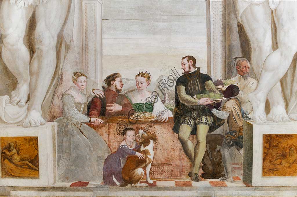 Caldogno, Villa Caldogno, main hall: "The Banquet". Fresco by Giovanni Antonio Fasolo, about 1570.