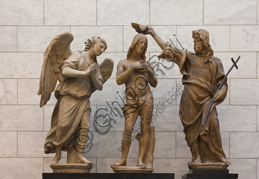 Florence, Museum of the Opera del Duomo (Museum of Florence Cathedral of Santa Maria del Fiore): marble group of "The Baptism of Christ" (coming from the east side of the Baptistery) by Andrea Sansovino (1467-1529), Vincenzo Danti (1530-1576). The angel is by Giuseppe Spinazzi (1726-1798).