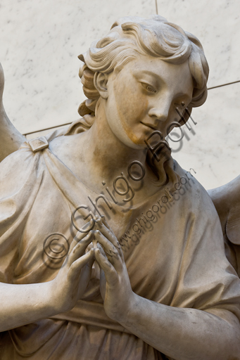 Florence, Museum of the Opera del Duomo (Museum of Florence Cathedral of Santa Maria del Fiore): marble group of "The Baptism of Christ" (coming from the east side of the Baptistery) by Andrea Sansovino (1467-1529), Vincenzo Danti (1530-1576). Detail of the angel  by Giuseppe Spinazzi (1726-1798).