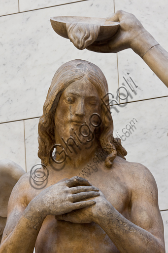 Florence, Museum of the Opera del Duomo (Museum of Florence Cathedral of Santa Maria del Fiore): marble group of "The Baptism of Christ" (coming from the east side of the Baptistery) by Andrea Sansovino (1467-1529), Vincenzo Danti (1530-1576). The angel is by Giuseppe Spinazzi (1726-1798). Detail with Christ and St. John the Baptist’s hand.