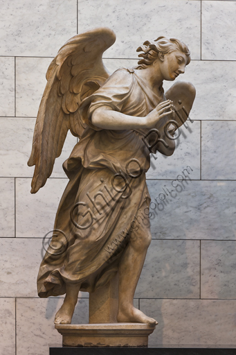 Florence, Museum of the Opera del Duomo (Museum of Florence Cathedral of Santa Maria del Fiore): marble group of "The Baptism of Christ" (coming from the east side of the Baptistery) by Andrea Sansovino (1467-1529), Vincenzo Danti (1530-1576). Detail of the angel  by Giuseppe Spinazzi (1726-1798).