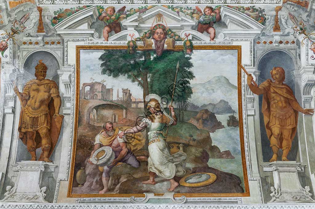 Genova, Villa Pallavicino delle Peschiere, salone, volta: Ulisse e Minerva. Affreschi di Giovanni Battista Castello, detto "il Bergamasco", ca. 1560.