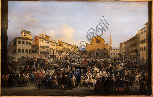 Giovanni Signorini: "Berlingaccio in Piazza Santa Croce a Firenze",  1846, olio su tela.