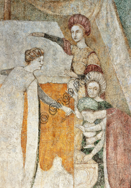 Bicocca degli Arcimboldi: salotto degli affreschi del ‘400 con il ciclo delle “Occupazioni e svaghi delle dame di corte”. Particolare.