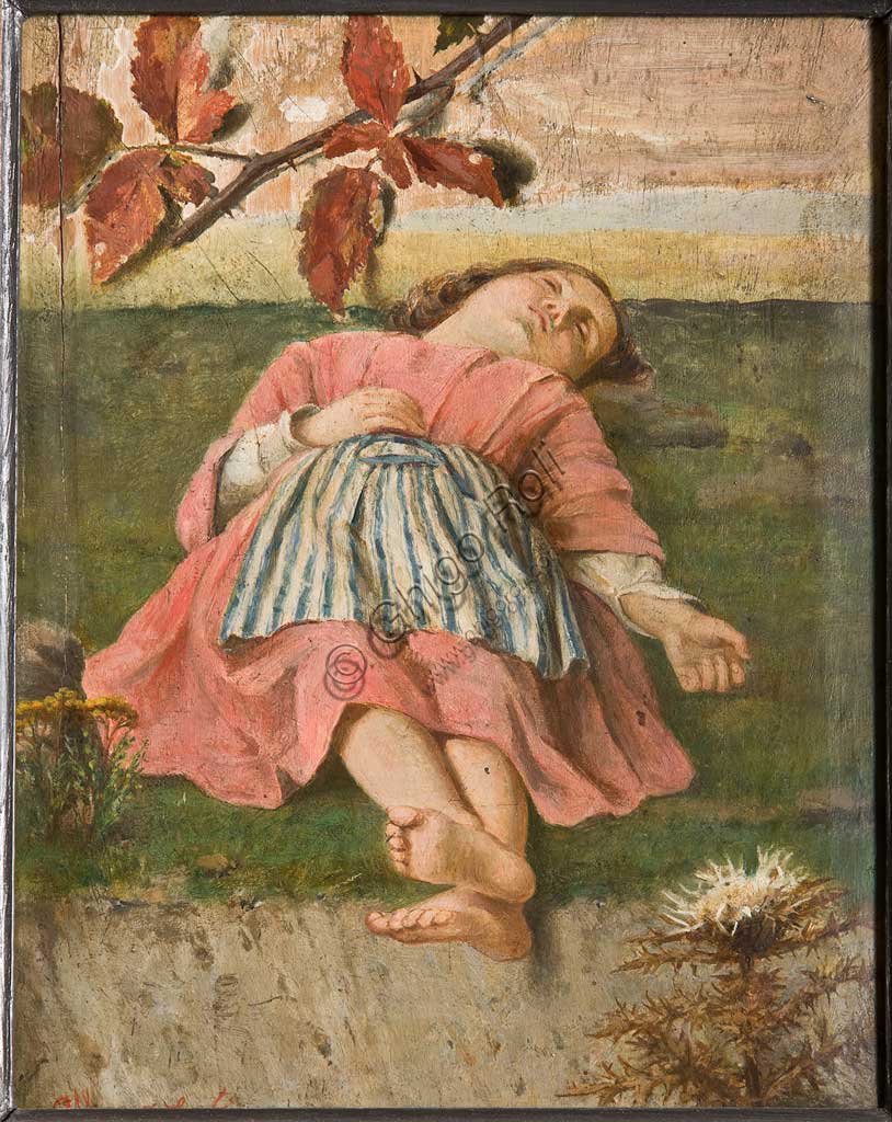 Assicoop - Unipol Collection: Albano Lugli;"The Sleeping Little Girl"; oil on cardboard.