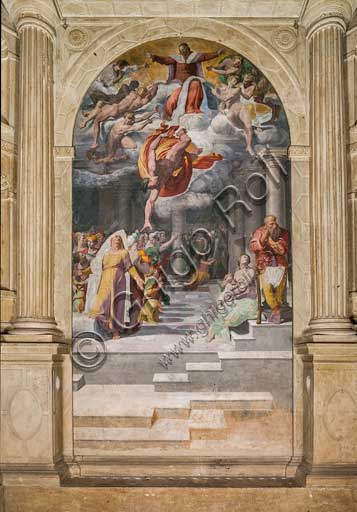  Bologna, Chiesa di San Giacomo, cappella Poggi: the announcement of the coming of the Baptist.Frescoes by Pellegrino Tibaldi, 1550 - 1551