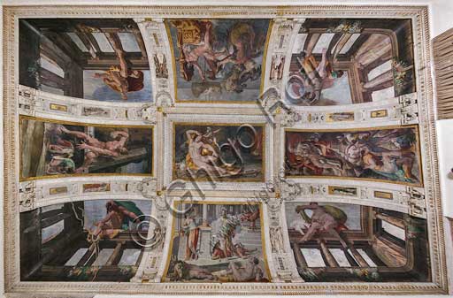 Bologna, Palazzo Poggi, Sala di Ulisse: veduta della volta con episodi dell' Odissea. Affreschi di Pellegrino Tibaldi, 1550 -1551.