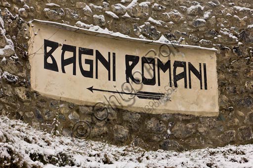 Bormio, Terme, Stabilimento "Bagni Vecchi": cartello "Bagni Romani"