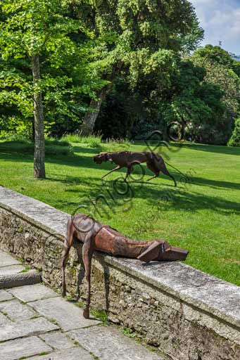   Isola Madre, the Borromeo Palace: partial view of the garden with "Branco", artwork by Velasco Vitali.