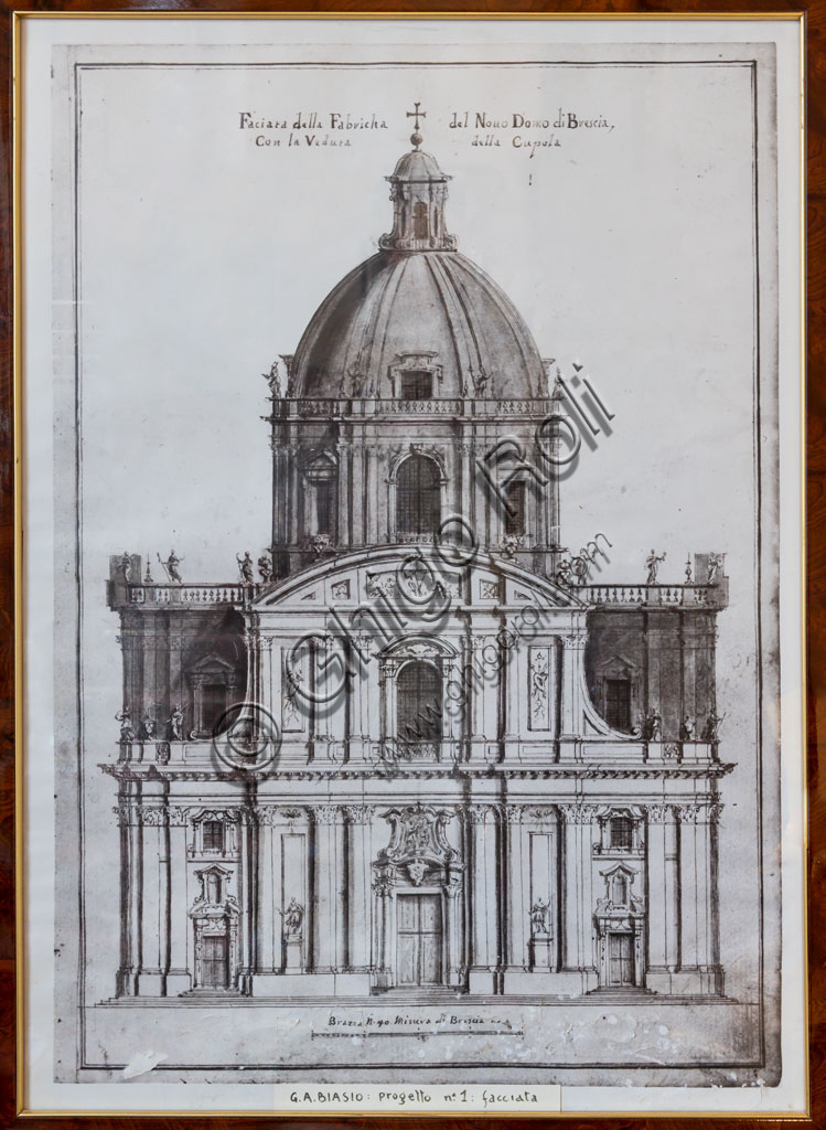 Brescia, Hotel Vittoria: print of the Duomo Nuovo (New Cathedral).