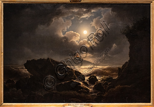 Joseph Rebell: "Gale in the Gulf of Naples at moonlight",1822, oil painting on canvas.