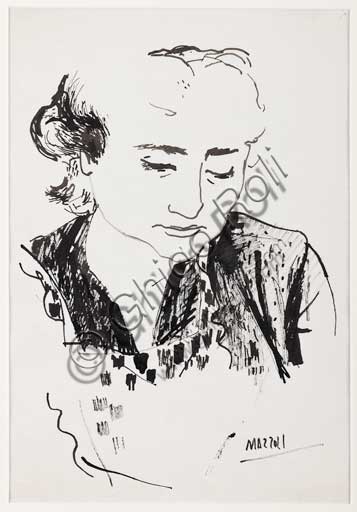 Assicoop - Unipol Collection:Mazzoli, "Female Bust". Lithograph