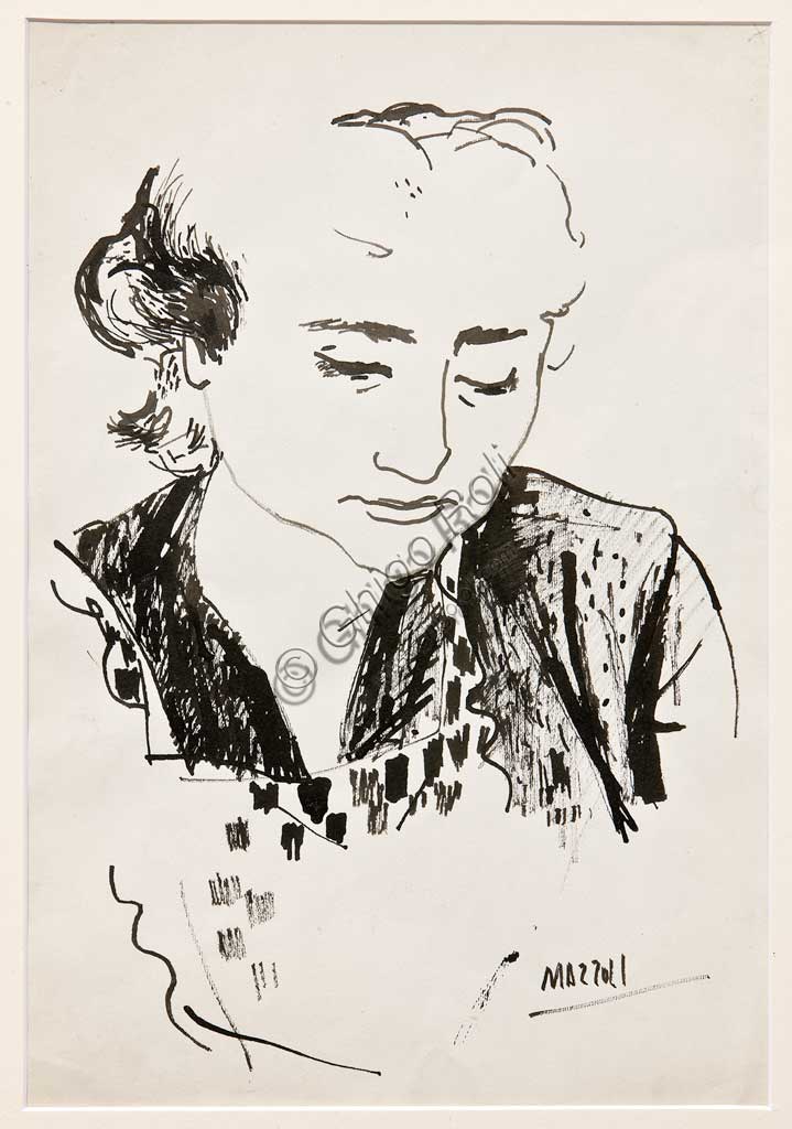 Collezione Assicoop Unipol: Mazzoli"Busto femminile",  Litografia, cm 32,5 x 22,5