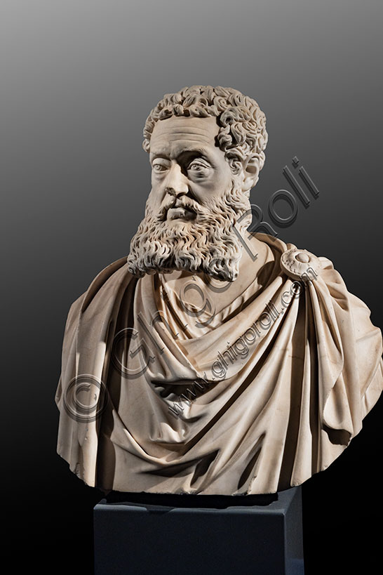 “Bust portrait of Vincenzo Pellegrini”, by Alessandro Vittoria, 1562-6, marble.