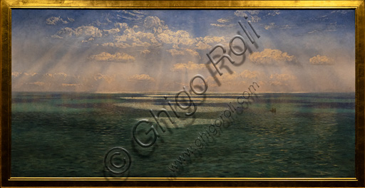 "Il Canale della Manica visto dalla scogliere del Dorset", (1871)  di John Brett (1831 - 1902); olio su tela.