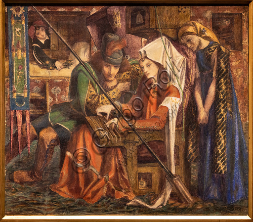 "La canzone delle sette torri", (1857)  di Dante Gabriel Rossetti (1828-1882); acquerello su carta. 