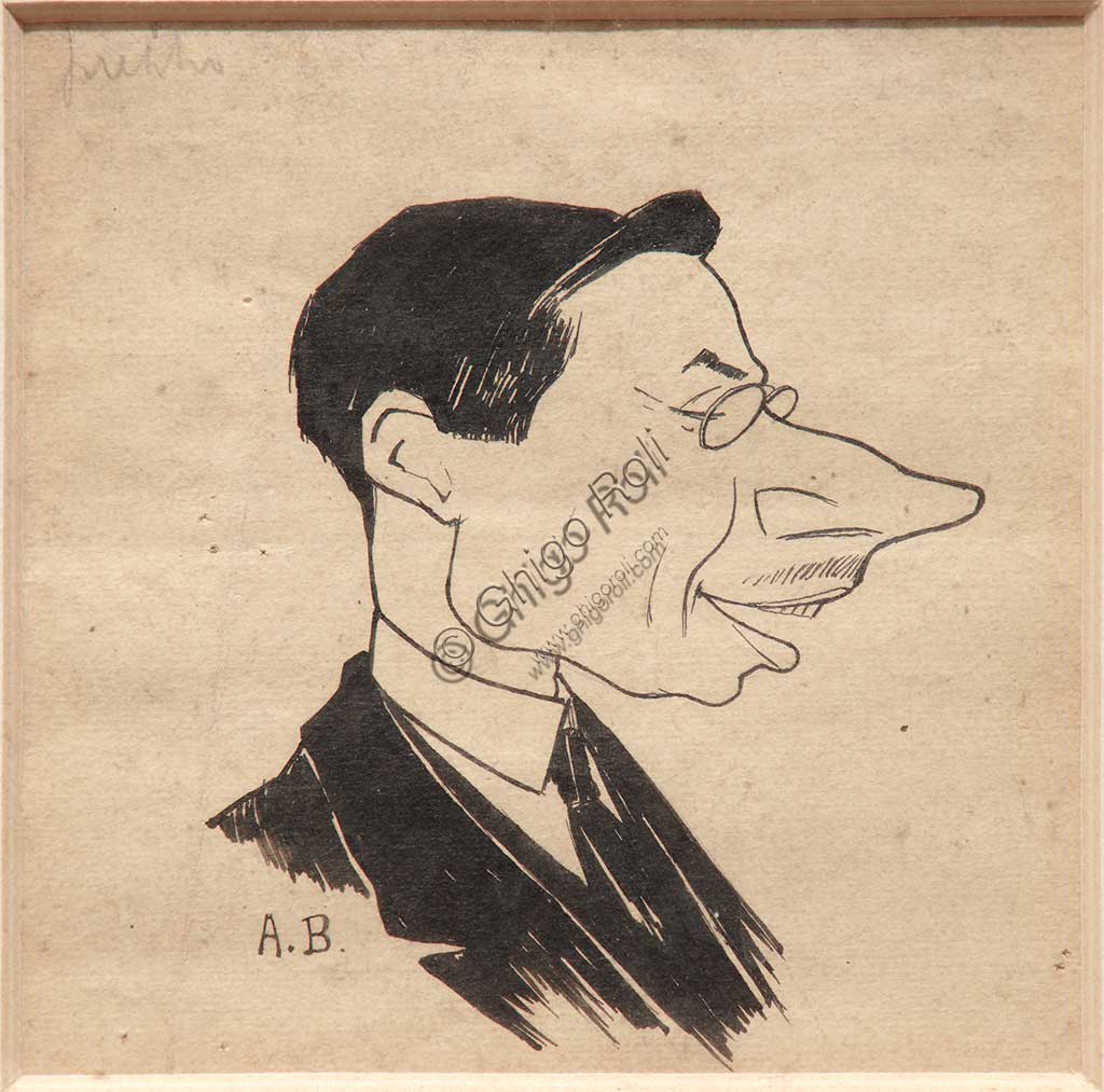   Assicoop - Unipol Collection: Augusto Baracchi (1878 - 1942), "Caricature", black ink on paper.